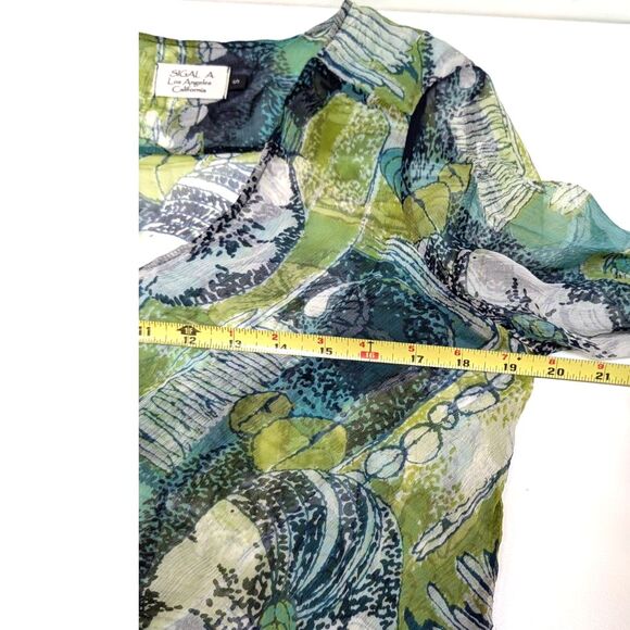 Sigal A Los Angeles Abstract Paisley Silk V-Neck Blouse, size S - Picture 7 of 9